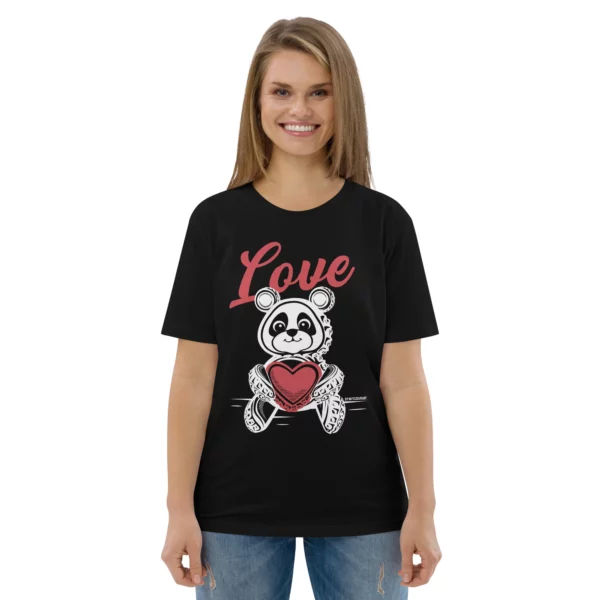 Unisex-Bio-Baumwoll-T-Shirt Panda Love black